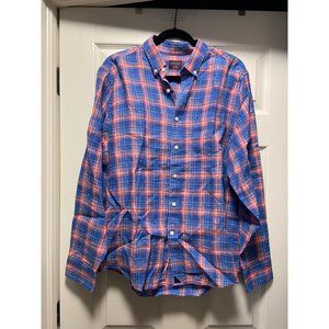 UNTUCKit | Pink Blue Plaid Button Up Shirt Linen Sz L